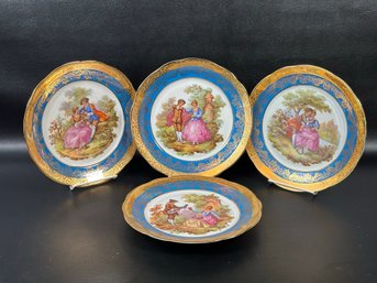 A Selection Of Gorgeous Vintage Limoges Plates With Fragonard Illustrations (Blue)