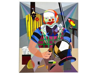 A Vintage Acrylic On Canvas, 'Clown I,' Joan Luby (American, 1934-2015)