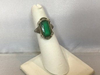 14K White Gold Emerald Ring Size 5.5 #9