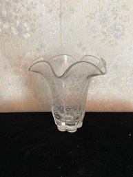 Ruffle Rimmed Glass Vase