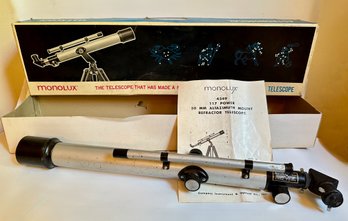 Vintage Monolux Telescope 50MM Refractor Model 4349 In Original Box