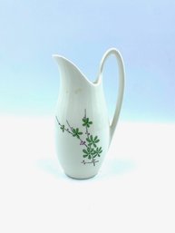 Vintage Ceramic Ewer/pitcher W/ Floral Motif