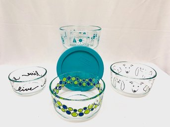 4 Pyrex Glass Storage Bowls