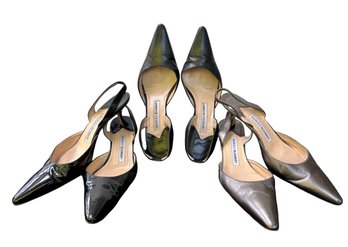 Manolo Blanik Carolyne Kitten Heel Pumps - Three Pairs Sz 39