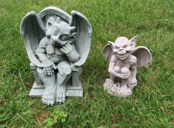 2 Lawn Decor Gargoyles One Sitting