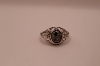 925 Sterling Silver With Black And White Stone 'STS' Chuck Clemency Ring Size 11