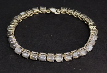 FINE STERLING SILVER MOONSTONE GEMSTONE BRACELET 7 1/4'