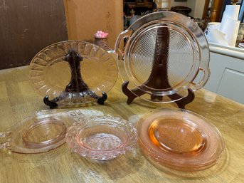 Collection Of Pink Depression Glass