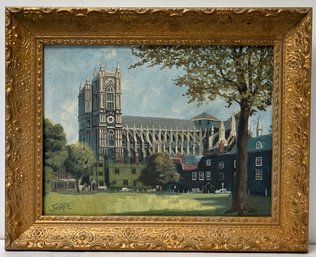 Vintage Mid Century Framed Oil On Canvas - Westminster Abbey - L (Leonard) Thorpe - British Artist - 12 X 16