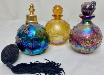 Vintage Iridescent Multi-color Perfume Bottles (3)