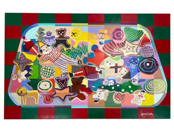 A Large Vintage Acrylic On Canvas, 'Holiday Cookies,' Joan Luby (American, 1934-2015)