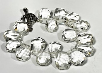 Contemporary Silver And Rock Crystal Stone Bracelet