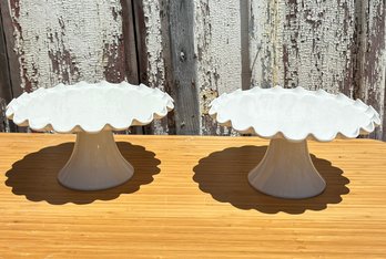 A Pair Of Round Scalloped Edge Cake Stands (2 Of 3)