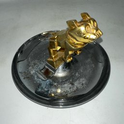 Vintage ~ MACK ~ Bulldog Ashtray Gold/chrome