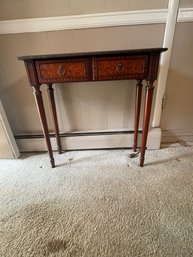 Vintage Wooden Mahogany Style Brass Accented Console Table