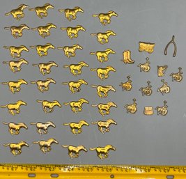Large Lot Of Miniature Brass Horses