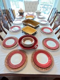 Ceramic Table Ware, With Serving Pieces In Serving Trays, With Matching Covered Dishes