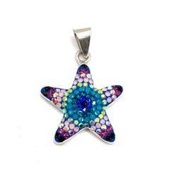 Gorgeous Sterling Silver Multicolor Sparkly Star Pendant