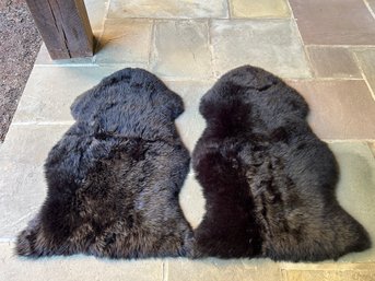 Pair Of Black Sheep Skin Throws -100 Sheep Skin Excellent Condition