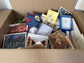 Large Box Full Of Unused Greeting Cards & Envelopes, Many For Jewish Holidays