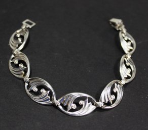 VINTAGE 1950S STERLING SILVER LINK BRACELET AMERICAN 7 1/4' LONG