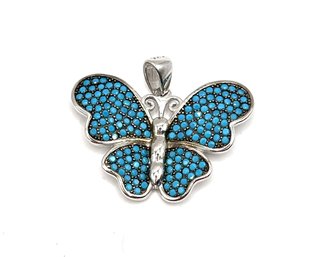 Beautiful Sterling Silver Turquoise Color Butterfly Pendant