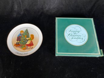 1982 Avon Christmas Memories Plate 'Keeping The Christmas Tradition'