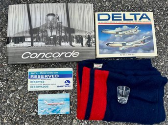 Concord Book, Delta Book, TWA Blanket, Eastern Seat Sign, Etc.