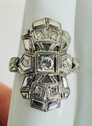 GORGEOUS 18K WHITE GOLD ART DECO DIAMOND RING