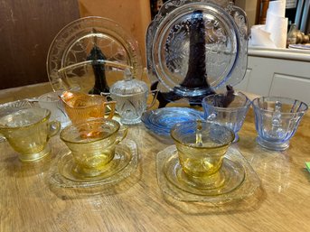 Multiple Colored Depression Glass And More