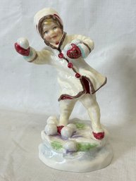 Fine Vintage ROYAL WORCESTER Porcelain Figurine In Excellent Condition- Titled 'december'