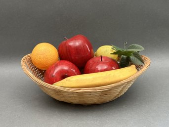 A Great Little Basket Full Of Lifelike Faux Fruit