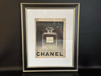 A Fabulous Vintage Chanel Advertisement In A Black & Gilt Frame