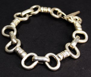 HEAVY MEXICAN STERLING SILVER HORSE TACK LINK BRACELET 44.5 GRAMS 8' LONG