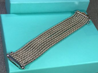 Paid $2,500 - Spectacular TIFFANY & Co Sterling Silver & 14K Gold Bracelet - Multi Rope Cuff Style - Italy