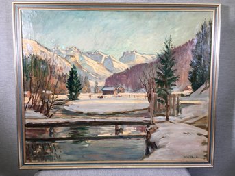 Very Nice Antique Oil On Canvas - Believed To Be German ? Austrian ? Artist MERKEL ? - Very Nice Scene