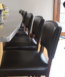 Set Of Six Upholstered Bar Height Chairs