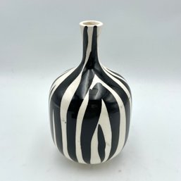 Vintage Zebra Stripe Ceramic Bud Vase