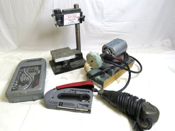 5 Piece Lot Of Power & Hand Tools Drill Press