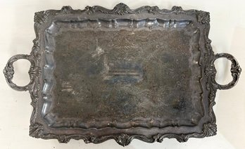 Large Silver Plate Footed Wallace Tray