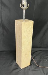 Solid Travertine Table Lamp Base - 15' Tall  1970-1980s
