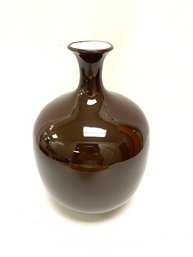 Fantastic Chocolate Glazed Bottle Form Vase
