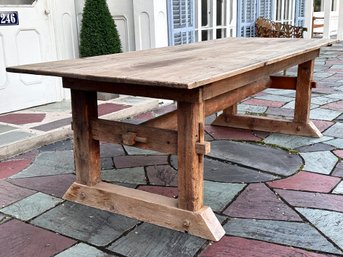 A Bespoke Reclaimed Pine Trestle Based Farm Table - Large