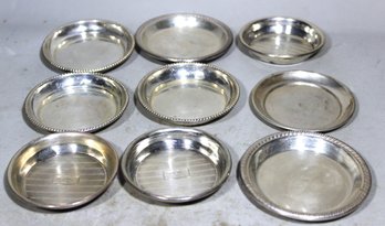 Lot Of 9 Sterling Silver Vintage Round Butter Pats Dishes