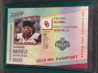 2018 Panini Prestige Baker Mayfield Rookie Card - M