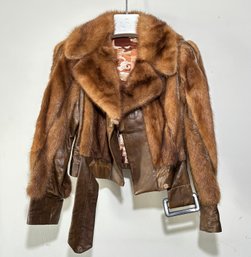 A Fabulous Vintage 1970's Fur And Leather Jacket - Very Small Ladies Size