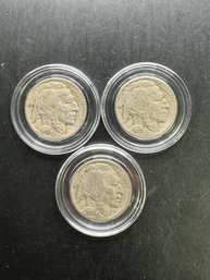 3 Buffalo Nickels 1935, 1935-D, 1935-S