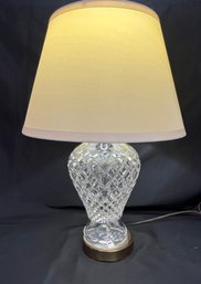 Cut Glass And Brass Table Lamp With Silk Covered Paper Shade  - Tested, Working 20'H