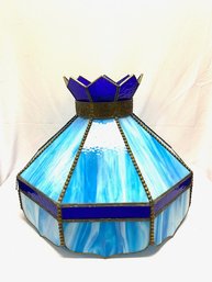 Vintage Tiffany Blue & Cobalt Slag Glass Lampshade