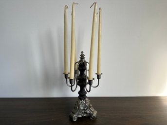 Vintage Very Intricate Pewter Wood 6 Taper Candle